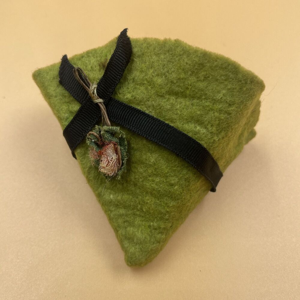 Antique Vintage Madame Alexander 8”  Swiss Doll Green Felt HAT With Flowers